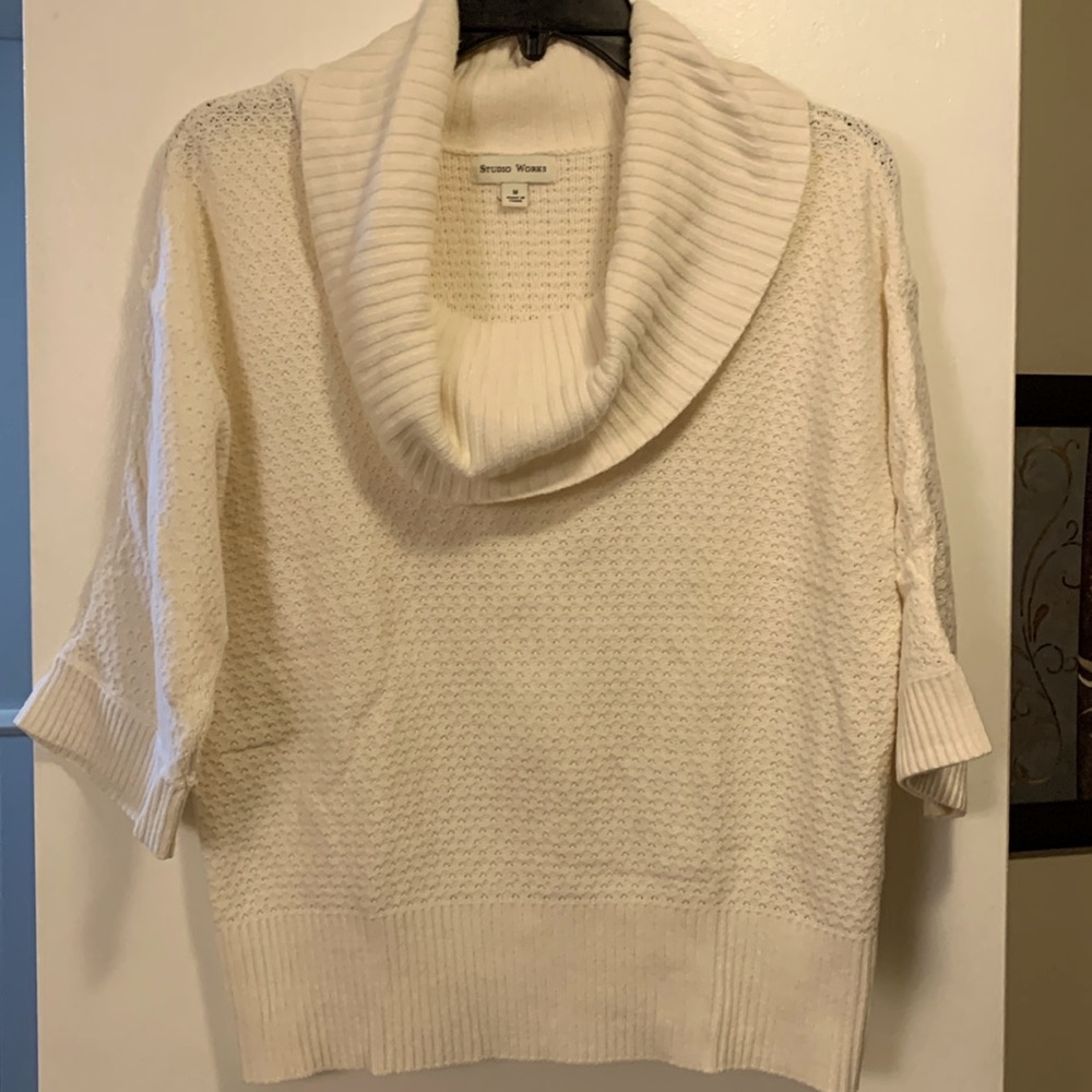 Ladies Studio Works Off White Cowl Neck Lightweight Sweater.Size M